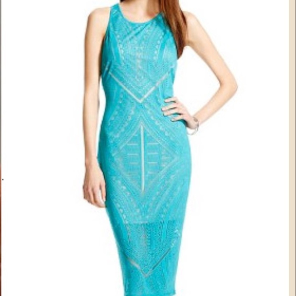 Burnout Bodycon Midi Dress in Sea Going (Teal)